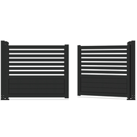 Puerta Automática Rústica de Aluminio de 2 Paneles, Puerta de Entrada Eléctrica para Patio de Villa, Recubrimiento en Polvo Ecológico y Duradero