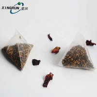 Nouveau sachet de thé en maille de fibre de maïs PLA sachets de thé écologiques biodégradables sachets de thé pyramides étiquetés personnalisés