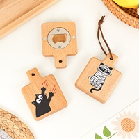 Ouvre-bouteille magnétique en bois massif avec logo personnalisé, motif patte de chat créative, portable et multifonctionnel