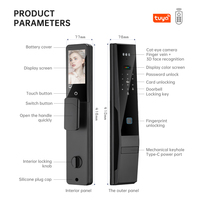 Cerradura Inteligente Multifuncional Digital L4 con Pantalla Integrada, Cámara 3D, Desbloqueo por Huella Dactilar, Control por Wi-Fi/Aplicación a través de la Aplicación Tuya para Madera