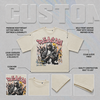 Camiseta personalizada de manga corta con estampado directo, estilo americano, 315g, 100% algodón, corte holgado para hombre.
