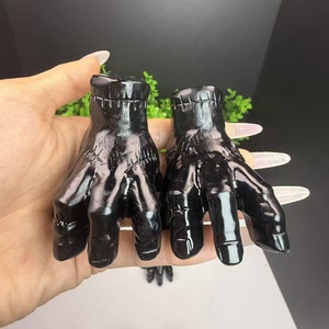 หินธรรมชาติออบซิเดียนควอตซ์ขนาด 6 ซม. รูปมือผี หินบำบัดแกะสลักจากคริสตัล สำหรับวันฮาโลวีน - Product Image 2