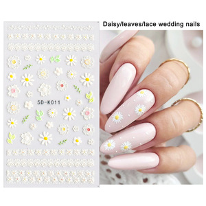 5D-K001 a 079 5d adesivi per nail art fiore goffrato primavera cartone farfalla amore nero bianco adesivi per unghie - Product Image 4