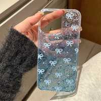 Coques de téléphone transparentes antichoc à nœud papillon et paillettes pour iPhone 17 Air 16 Plus Pro Max 15 14 13 12 11 – Housse de protection arrière