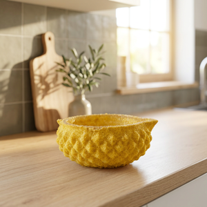 Cendrier en céramique jaune au design contemporain, texturé, pour comptoir, porte-cendres décoratif pour la maison et le bar - Product Image 3