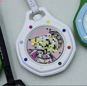 Q Y Fashion Pocket Royal <b>Watch</b> Analog Quartz Plastic <b>Case</b> Leather Band Unisex 3D Printing Dial Luminous Polygon Shape Pendant - Product Image 6