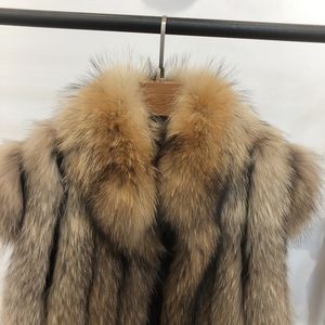 เสื้อกั๊กขนสุนัขจิ้งจอกคุณภาพสูงเสื้อโค้ทตัวนอกสำหรับผู้หญิงเสื้อโค้ทขนแรคคูนแท้เสื้อกั๊กขนฟูนุ่มสำหรับผู้หญิง - Product Image 4