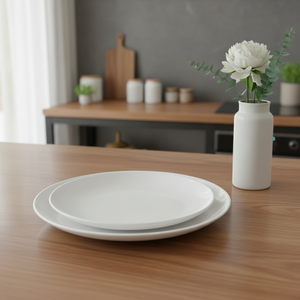 Vaisselle pour restaurant, assiettes rondes blanches, marqueterie en mélamine - Product Image 2
