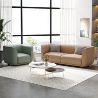 Ensemble de canapés modernes de luxe, rembourrés et courbés, 1, 2 et 3 places, style minimaliste pour la zone de réception du bureau