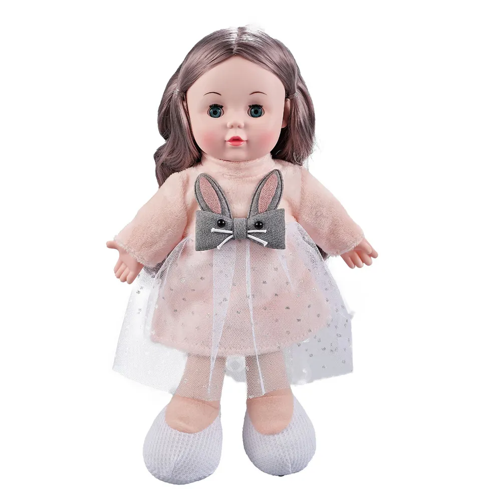 Wholesale Plush Cute 13 Inch Lifelike Girl Doll Baby Stuffed Soft Cloth Rag Music Reborn Dolls