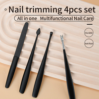 Haute qualité revêtement noir pédicure manucure soin nettoyant ongles cuticules pousseurs Kit pour coupe-ongles