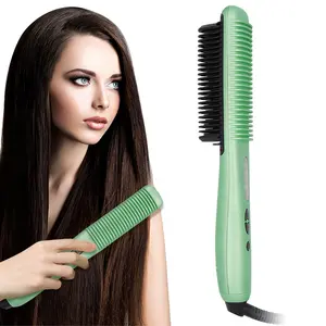 2024 Best Selling Professional Portable PTC Fast Heating Multifunctional Electric Hair Straightener Brush Comb Heated