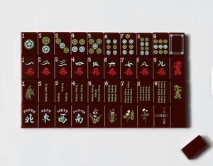 Eleshine – Nouvel ensemble de mahjong traditionnel chinois en bois de cerisier et acrylique rouge pour 4 joueurs, gravure laser personnalisée disponible, authentique - Product Image 1