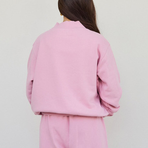 Premium Custom <b>Pink</b> Mock Neck <b>Sweatshirt</b> Women Soft Fleece Loose Fit Sporty Pullover Streetwear Heavyweight Cotton <b>Sweatshirts</b> - Product Image 2