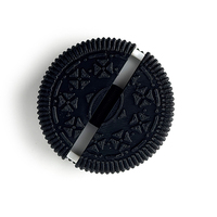 Boîte de rangement de câble de données en forme de biscuit Oreo Artisanat en plastique noir pour organiser plusieurs dates