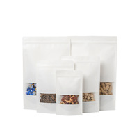 Sachet refermable écologique biodégradable avec fenêtre mate, en papier kraft blanc, réutilisable, imprimé numériquement, en PE, pour le sucre
