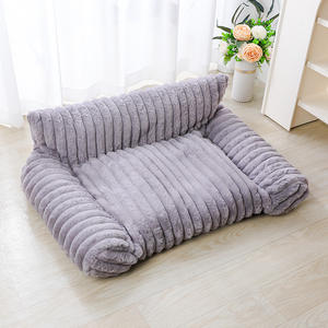 Stock para mascotas sofá cama para perros cama de terciopelo a rayas de piel de conejo sólido ecológico clásico grueso para todas las estaciones resistente al desgaste extraíble - Product Image 6
