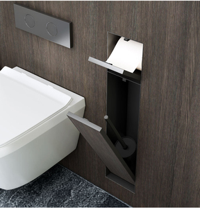Nicchia Incassata in Acciaio Inox 304 2-in-1 con Portascopino e <span class=keywords><strong>Dispenser</strong></span> Carta Igienica Nascosti, Mobile <span class=keywords><strong>da</strong></span> Bagno a Parete - Product Image 2