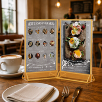 Support de signalisation de table en acrylique à bord doré, porte-menu triangulaire de bureau pour numéros de table de mariage, affichage pour restaurants et bureaux, OEM