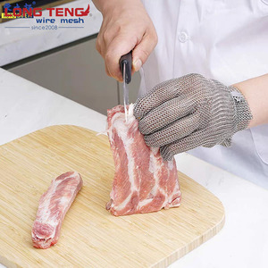 Guantes <span class=keywords><strong>de</strong></span> acero inoxidable anticorte para cocina con malla <span class=keywords><strong>de</strong></span> alambre metálico Tejido liso Técnica soldada Guantes <span class=keywords><strong>de</strong></span> seguridad para el trabajo - Product Image 4