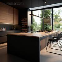 Ensemble d'armoires de cuisine modernes en PVC avec évier pour appartement, meubles de cuisine fabriqués en Chine