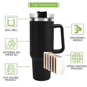 แก้วน้ำสแตนเลสขนาด 40 ออนซ์ พร้อมหูจับ แก้วกาแฟร้อน พร้อมหลอดดูด กระติกน้ำสุญญากาศ เก็บความร้อน พกพาสะดวกสำหรับการเดินทาง - Product Image 5