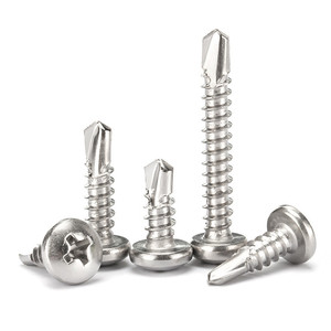 Bolsa <span class=keywords><strong>de</strong></span> 100 piezas <span class=keywords><strong>de</strong></span> acero inoxidable 410 Pan redondo autoperforante tornillo para techos M4.2 M4.8 sistema <span class=keywords><strong>de</strong></span> medición métrica empotrada en cruz - Product Image 1