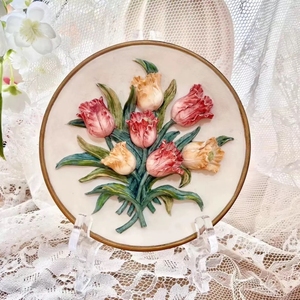 Nuovo Grazioso Piatto Floreale per Aromaterapia in Gesso con Rilievo 3D, Ornamento Pittorico, Mini Nastro, Graffiti, Fai da Te, Tavola da Disegno in Gesso Dipinta, Arte - Product Image 6