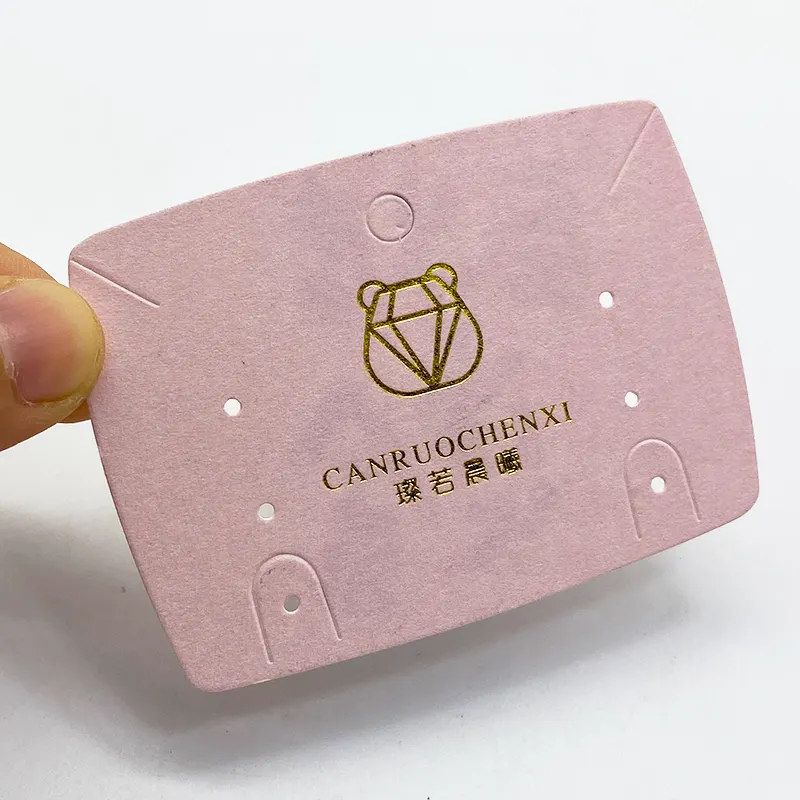 Wholesale Necklace Display Card Logo Custom Printing Die Cut Paper Packaging Jewelry Pink Earring Display Card