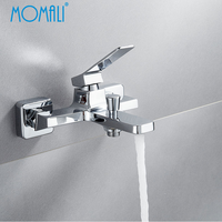 Robinet de douche et de baignoire Momali en laiton chromé à poignée unique, style contemporain, avec cartouche céramique polie, effet pluie
