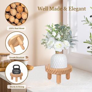 Wooden Plant <b>Stand</b> Round Desktop <b>Pot</b> Tray Handmade Minimalist Decorative Base for Indoor Plants - Product Image 4