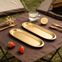 Plateau rectangulaire long en acier inoxydable FLEY, moderne et élégant, durable, pour service de table, idéal pour restaurant et banquet