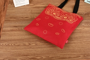 Borsa tote in tela con stampa di bestie mitiche in stile cinese, borsa a tracolla in cotone riutilizzabile ecologica per lo <span class=keywords><strong>shopping</strong></span> quotidiano delle donne - Product Image 2