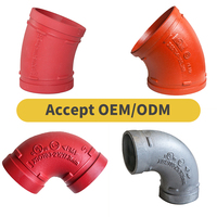 Raccord de plomberie en fonte ductile résistant aux produits chimiques pour eau/gaz, coude à 10, 22,5, 45 et 90 degrés, vente en gros