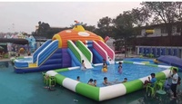 Équipement de parc aquatique de qualité commerciale, grand toboggan de piscine gonflable, piscine pour enfants à vendre