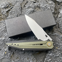 Couteau pliant tactique robuste en acier D2 avec manche G10 noir Stonewash pour le camping en plein air, la survie et l'EDC