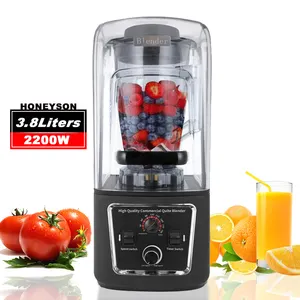 4.0 Litros Prata Crest Liquidificador Comercial 2200W Alta Velocidade Som Prova Tampa Juicer Bar Blender