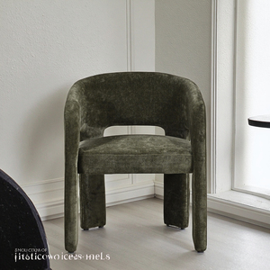 Nordic Luxury Velvet Hotel Dinning Furniture Tufted Single Armchairs with Curved Back Comfort - Product Image 3
