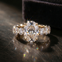 Bague de luxe RINNTIN LBR23 en or massif avec diamant de laboratoire certifié IGI taille ovale, sertie sur toute la surface, bijou étincelant pour femme