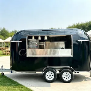 Chariot de restauration mobile extérieur noir pour café, glaces, hamburgers, tacos, avec certification CE - Product Image 1
