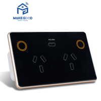 Makegood Prise d'alimentation double intelligente standard AU et chargeur rapide USB C Alexa Google SAA 2 interrupteurs muraux tactiles Wifi Gpos