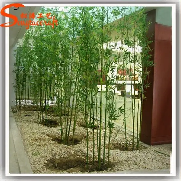 Dekorasi Dinding Kantor Bagasi Asli Plastik Palsu Pohon Daun Bambu Keberuntungan Buatan untuk Luar Ruangan 3M Taman Lanskap & Dek, Pohon