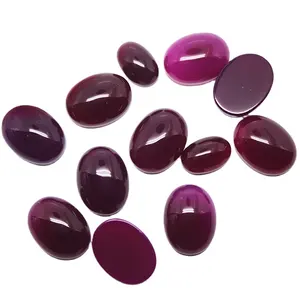 椭圆形平底紫色红色天然玛瑙石