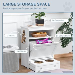 Armoire de rangement pour mangeoire pour animaux de compagnie, conteneur de stockage de nourriture pour chiens avec bols surélevés pour chiens et cintre - Product Image 5