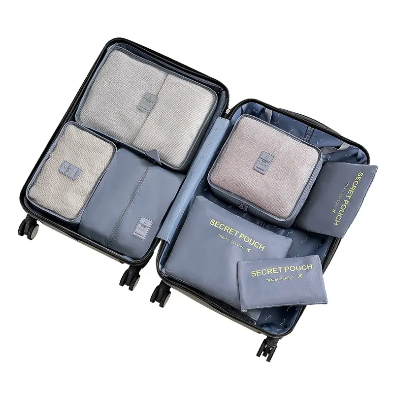 custom compression 7 pack mesh clothes organizer travel luggage organizer set small packing cubes for travel expandable