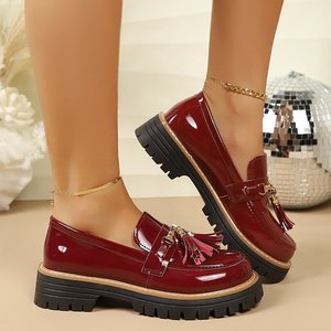 Mocassini Neri Casual Personalizzabili con Logo, Scarpe Slip-on da <span class=keywords><strong>Donna</strong></span> con <span class=keywords><strong>Tacco</strong></span> Grosso e Punta Tonda, Modello Penny Loafer Imbottito - Product Image 2