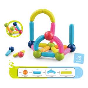 25 Pièces Blocs de Construction Magnétiques Éducatifs pour Enfants, Jouets Magnétiques, Bâtons Magnétiques et Blocs en Plastique, Billes - Product Image 1