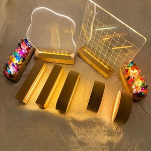 Base d'affichage LED en bois de hêtre de qualité supérieure pour boule de cristal 3D et support d'art en verre, base rechargeable avec capteur tactile - Product Image 3