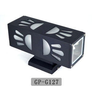 GP-G127 โคมไฟติดผนังกลางแจ้งอลูมิเนียมทรงสี่เหลี่ยมหัวคู่กันความชื้นได้ ไฟระเบียงสวนลานบ้าน - Product Image 2