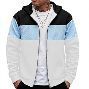 Blouson Racer Homme Color Block avec Capuche Amovible, Fermeture Éclair, Écologique, Respirant, Style Smart Casual, Coupe-Vent, Vêtement d'Hiver - Product Image 2